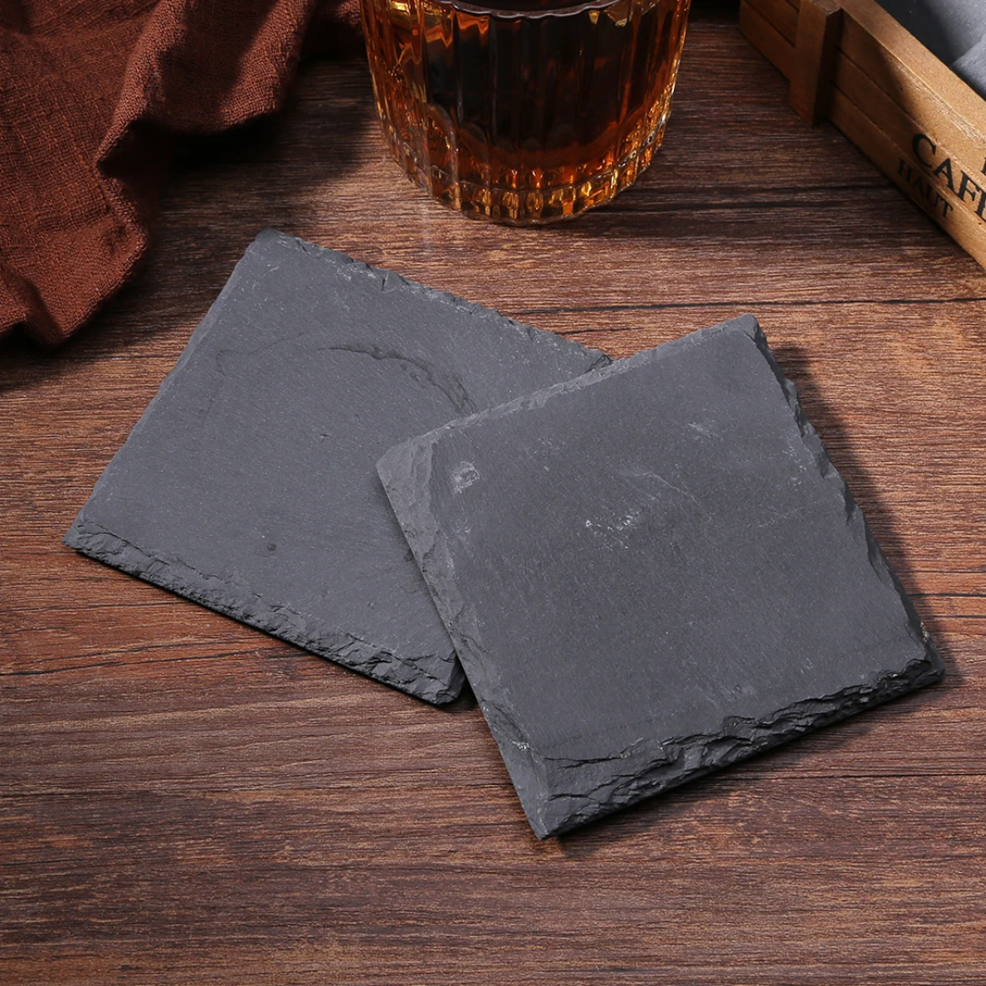 Pietra Nera – Reusable Natural Slate Coasters (Set of 4–12)