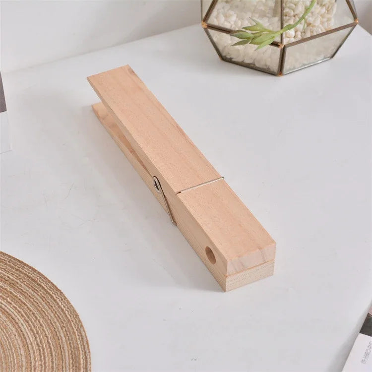 Jumbo Wooden Towel Clips – Set of 2 with Nano Adhesives | Wall-Mounted Organizer