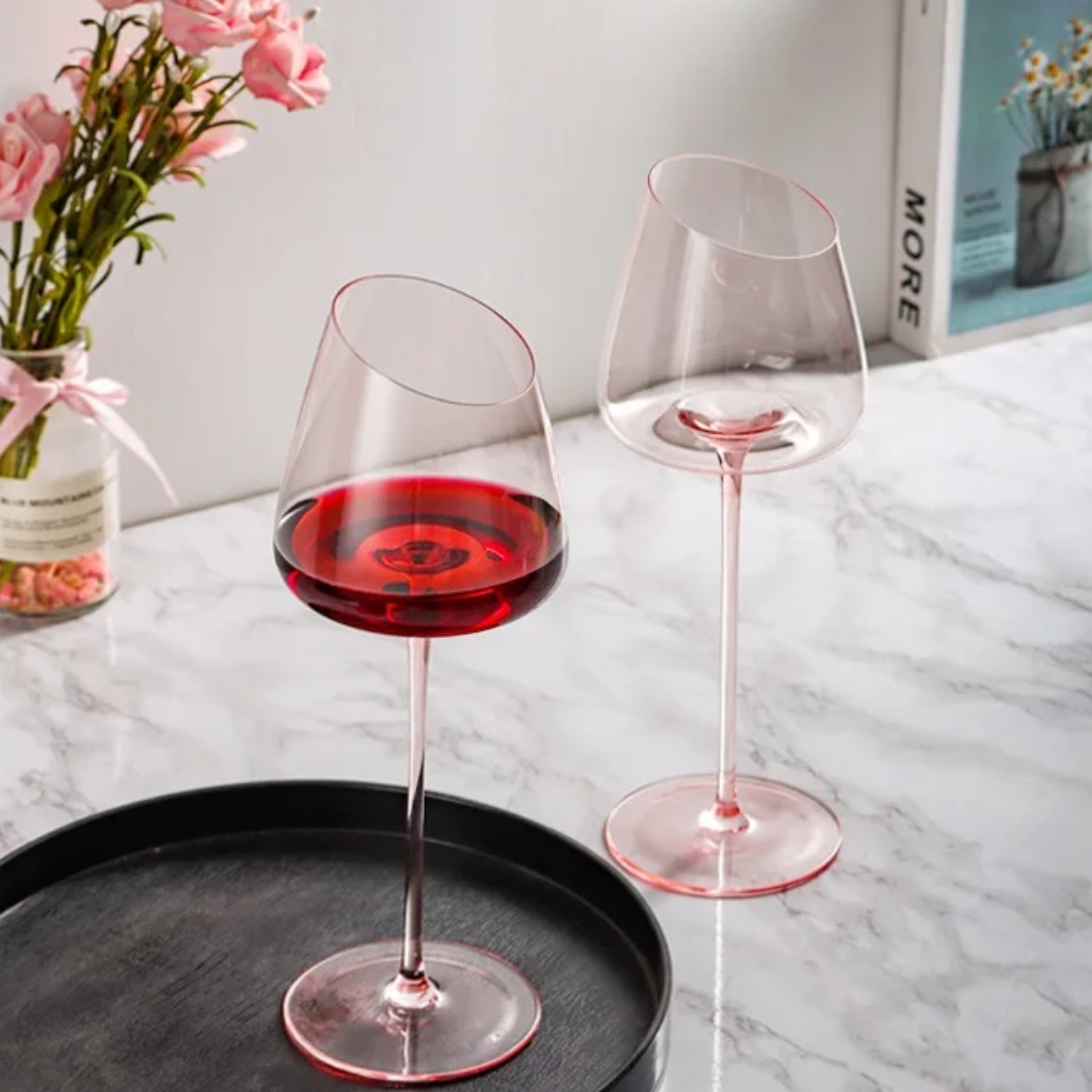 Flamingo Pink Crystal Wine Glass