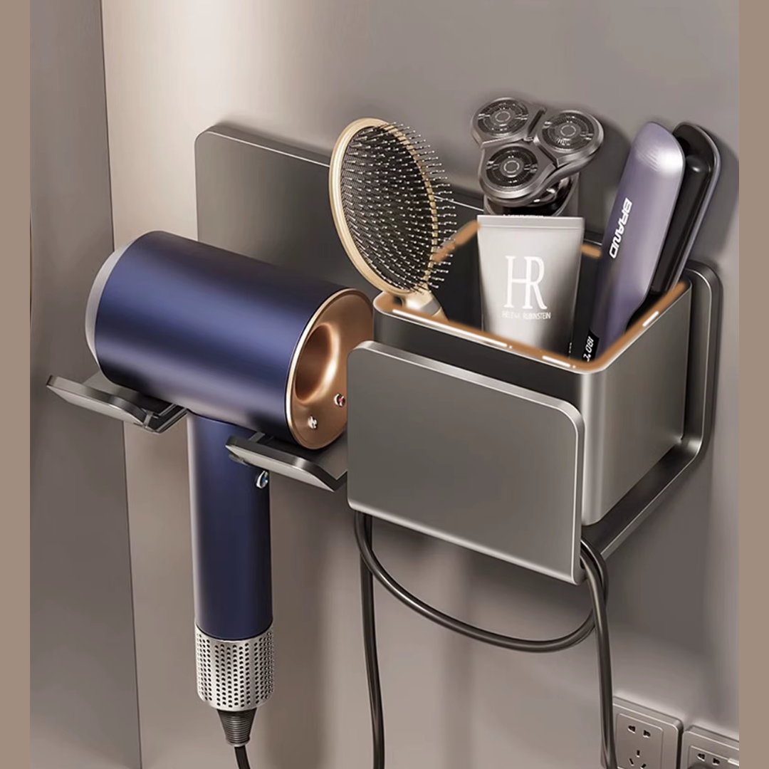 Multipurpose Blow Dryer Holder – Wall-Mounted Holder for Dryer, Straightener & Accessories