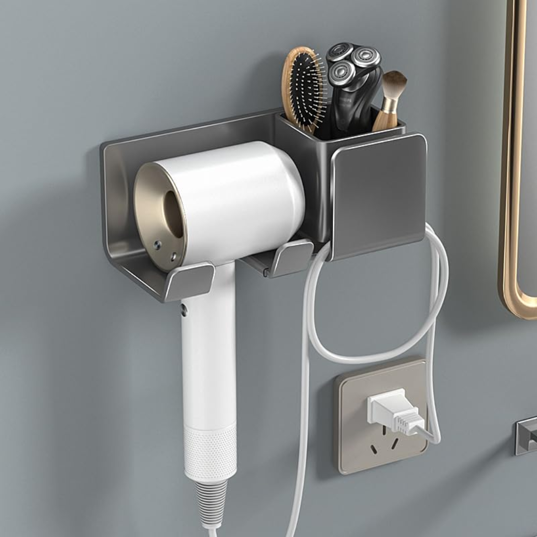 Multipurpose Blow Dryer Holder – Wall-Mounted Holder for Dryer, Straightener & Accessories