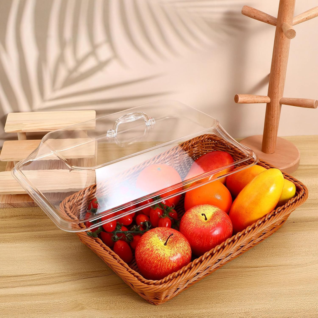Naturale Vista – Woven Bread & Fruit Basket with Acrylic Lid