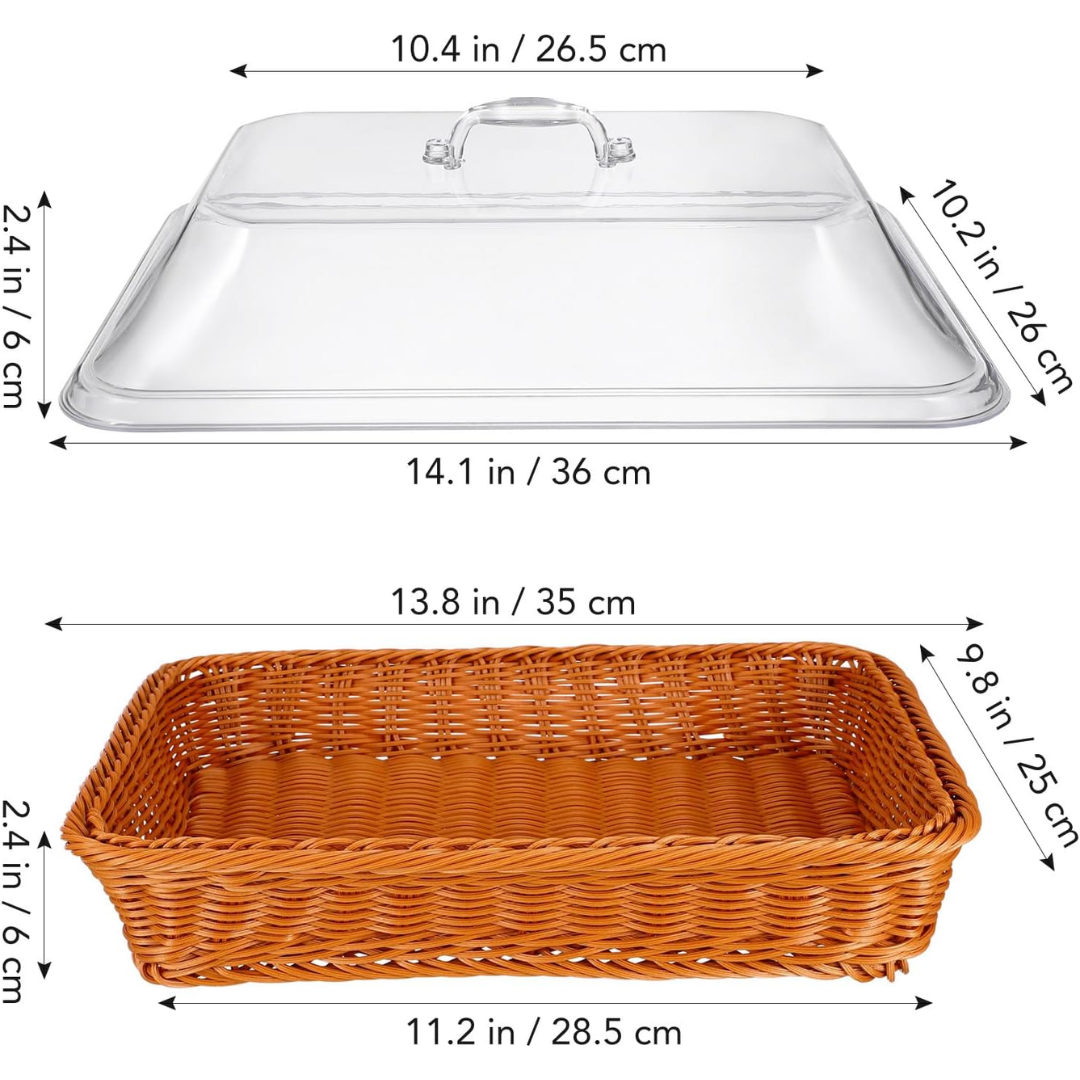 Naturale Vista – Woven Bread & Fruit Basket with Acrylic Lid