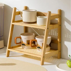 Rustico Duo – 2-Tier Bamboo Wood Counter Organizer