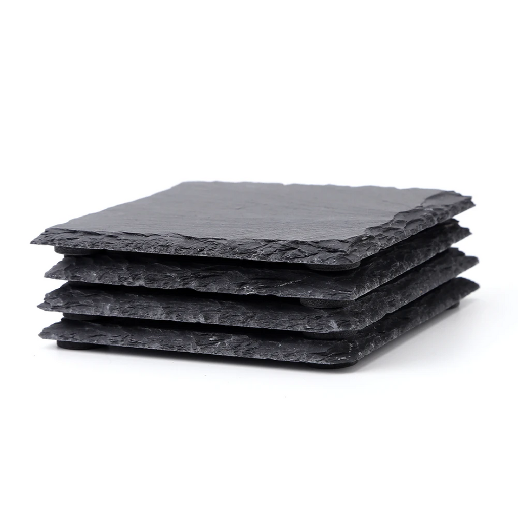 Pietra Nera – Reusable Natural Slate Coasters (Set of 4–12)
