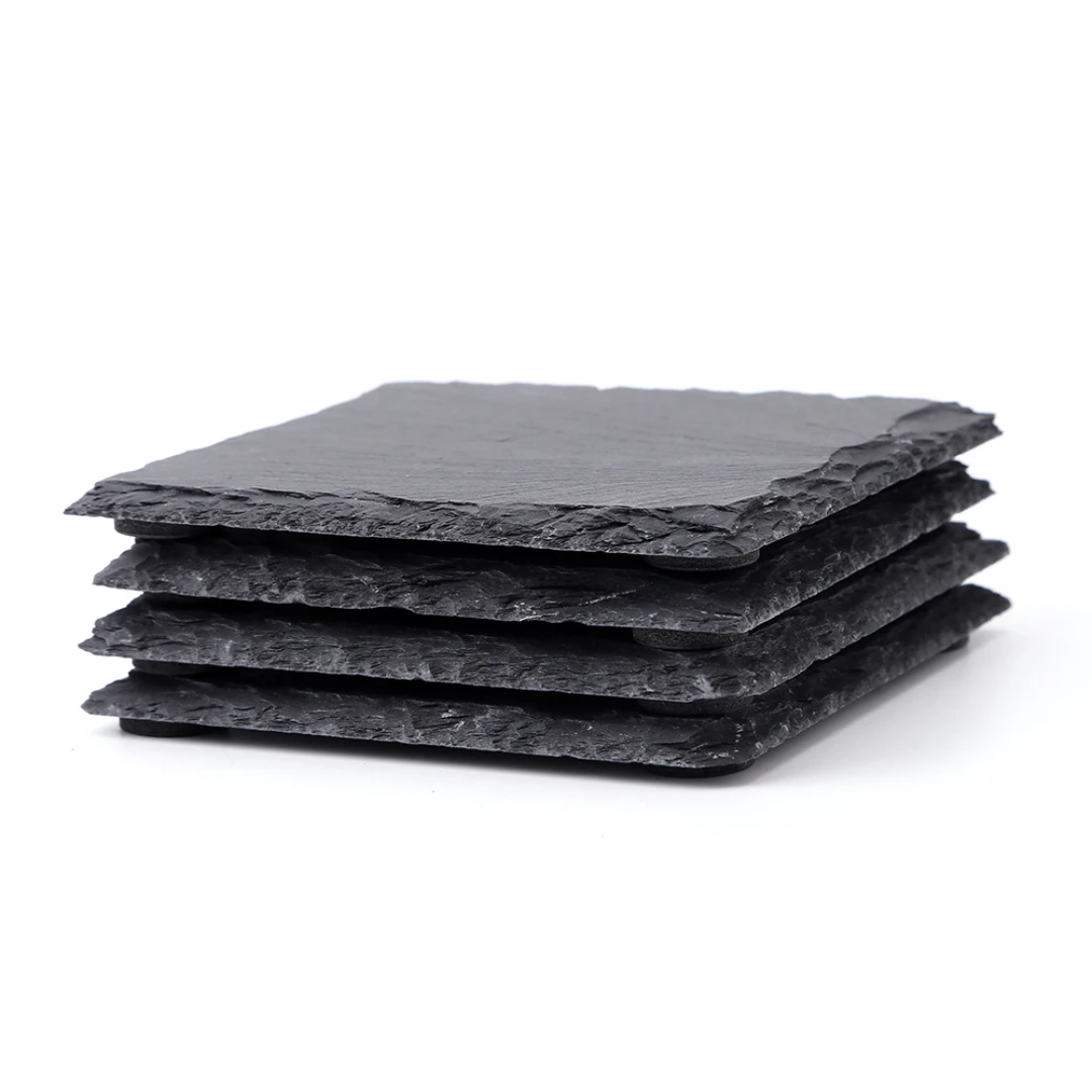 Pietra Nera – Reusable Natural Slate Coasters (Set of 4–12)