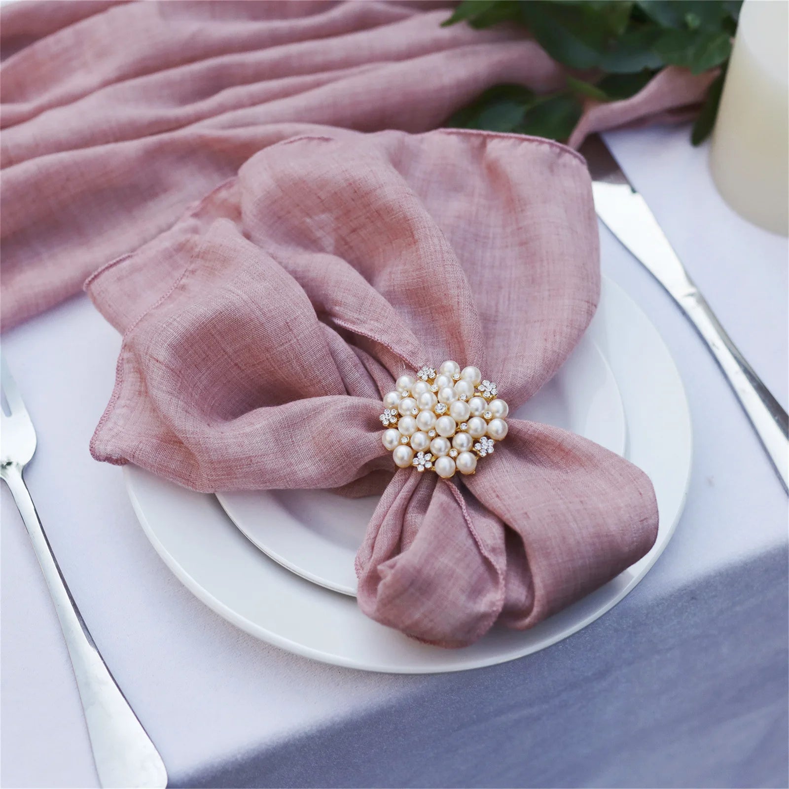 Serenity Gauze Napkin Set – 4PCS Handmade Elegance