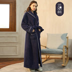 Cozy Long-Sleeve Bathrobe – Warm Plush Fleece Dressing Gown