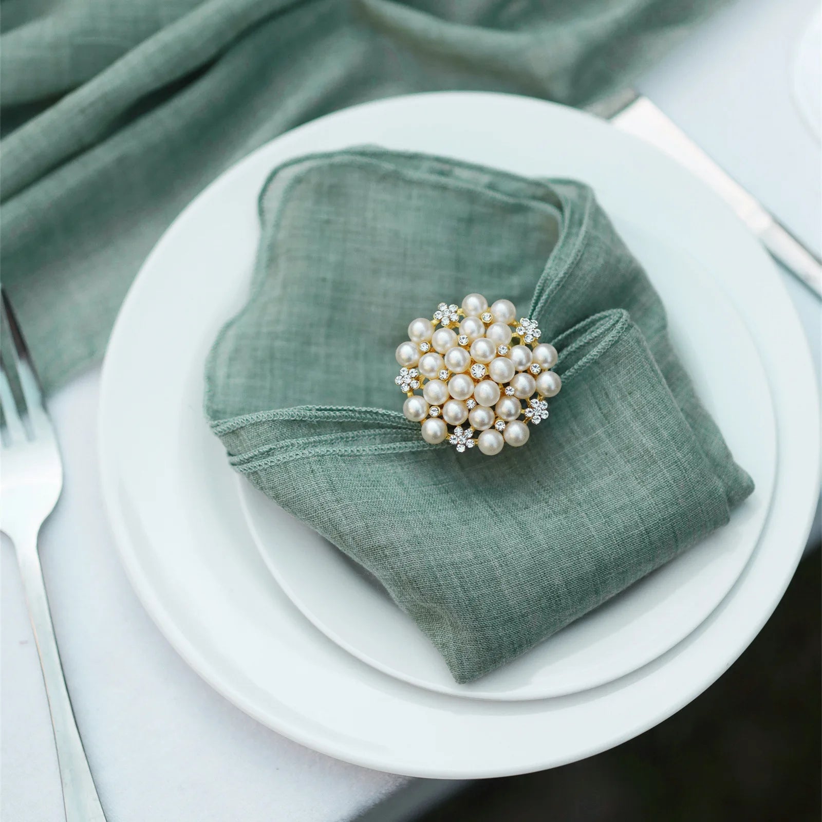 Serenity Gauze Napkin Set – 4PCS Handmade Elegance