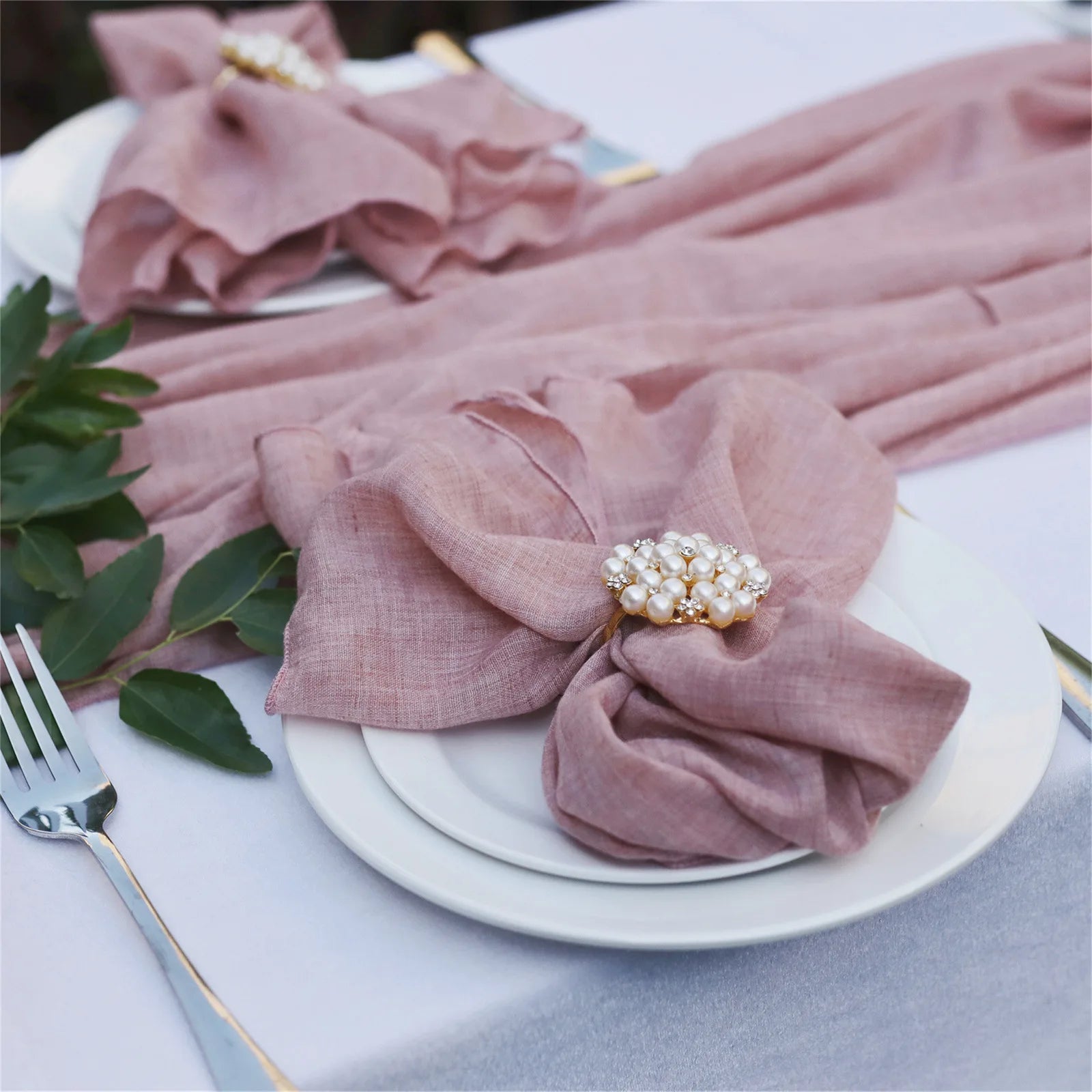Serenity Gauze Napkin Set – 4PCS Handmade Elegance