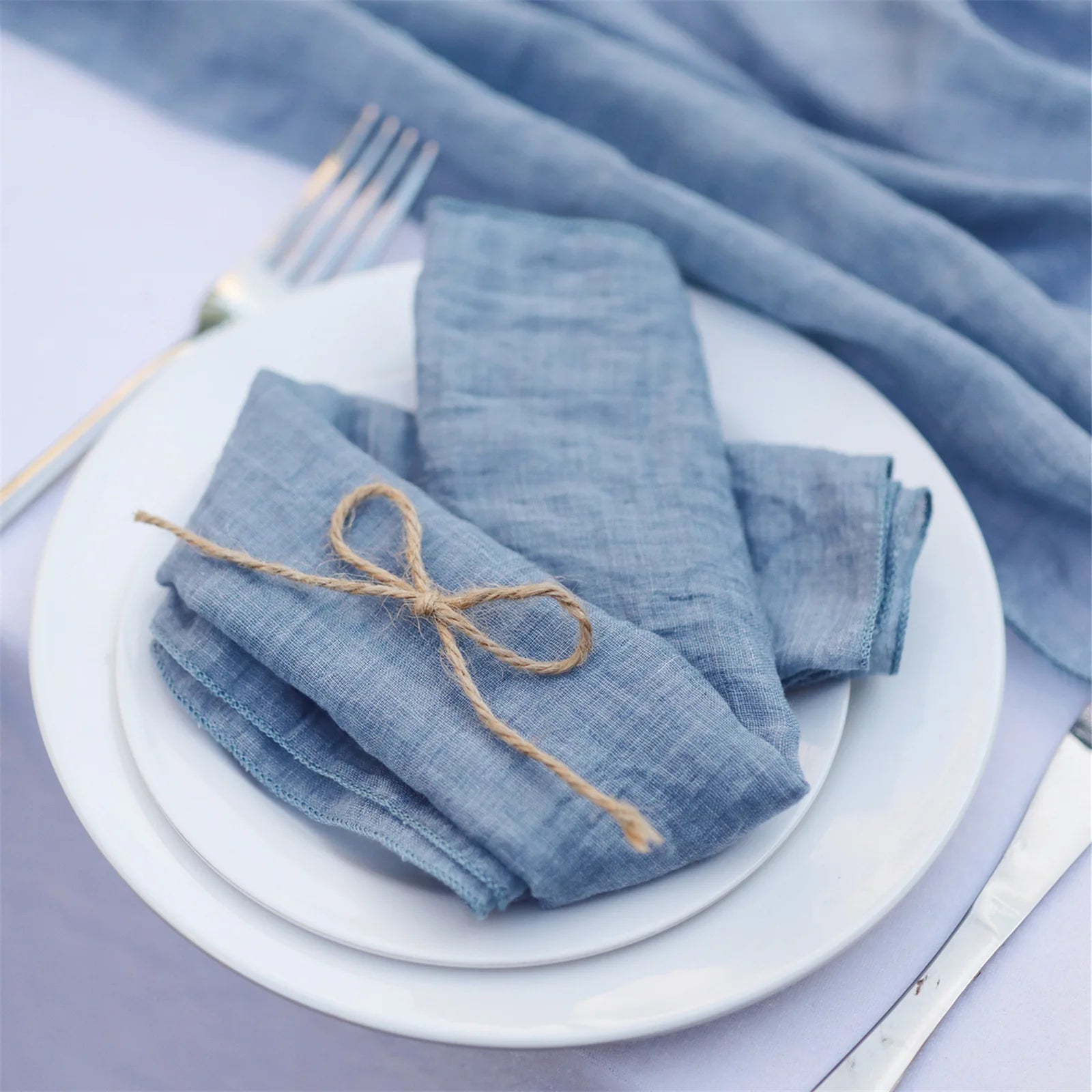 Serenity Gauze Napkin Set – 4PCS Handmade Elegance