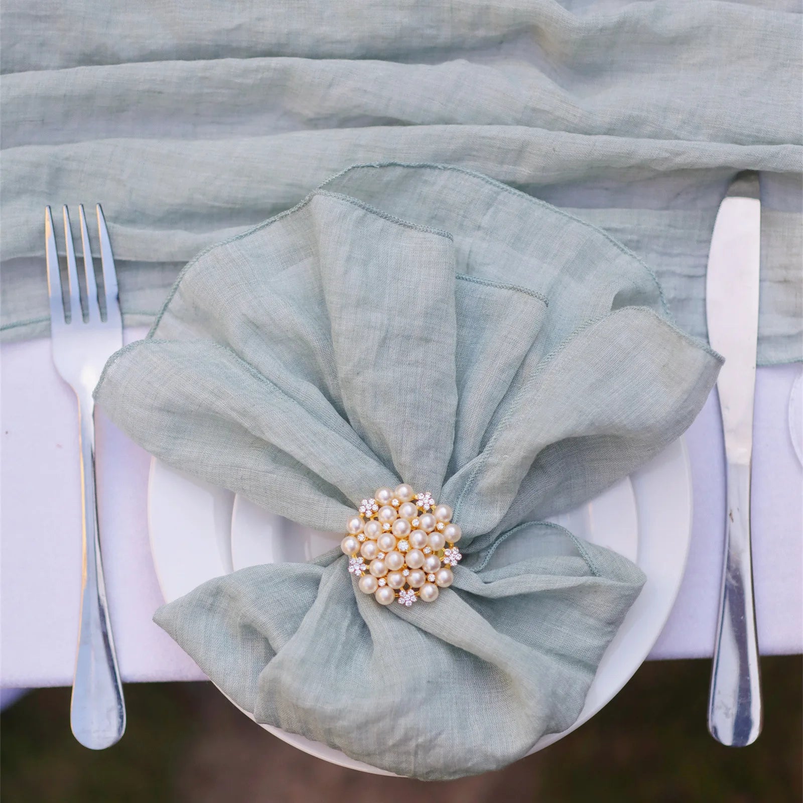 Serenity Gauze Napkin Set – 4PCS Handmade Elegance
