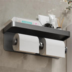 Premium Aluminum Alloy Toilet Paper Holder – With Phone Shelf & Towel Hook