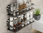 Wall-Mounted Aluminum Bath Organizer for Shampoo & Toiletries