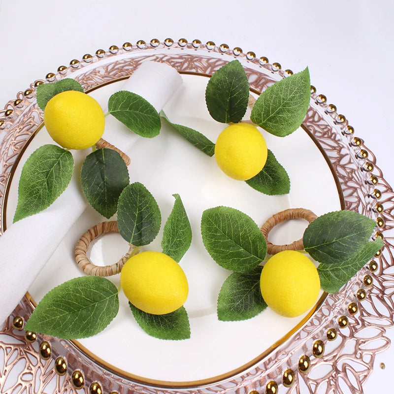 Lemon Grove Charm – Set of 4 Handmade Napkin Rings