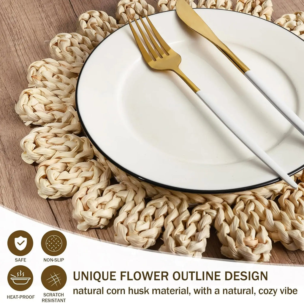 Rustic Boho Table Mats – Natural Woven Rattan Placemats