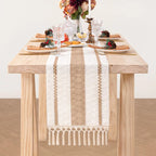 Boho Essence – Cotton Linen Table Runner with Tassels