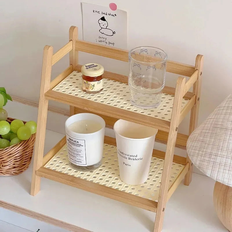 Rustico Duo – 2-Tier Bamboo Wood Counter Organizer