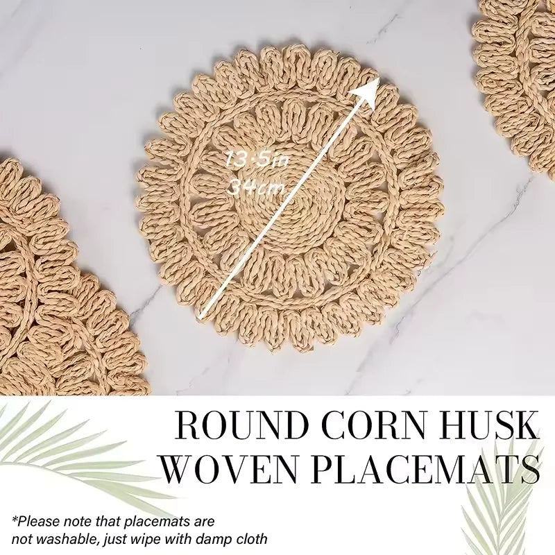 Rustic Boho Table Mats – Natural Woven Rattan Placemats