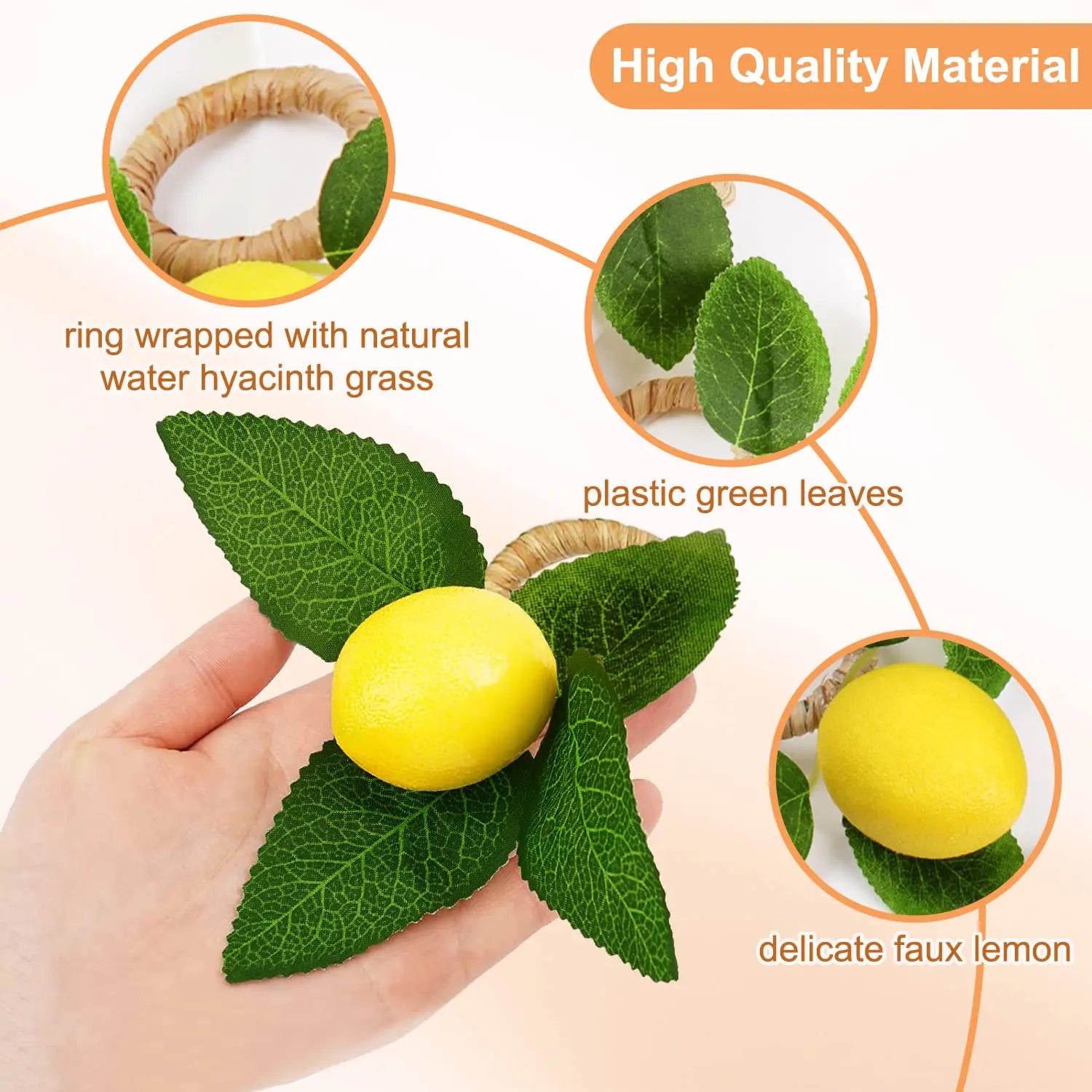 Lemon Grove Charm – Set of 4 Handmade Napkin Rings