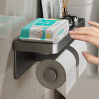 Premium Aluminum Alloy Toilet Paper Holder – With Phone Shelf & Towel Hook