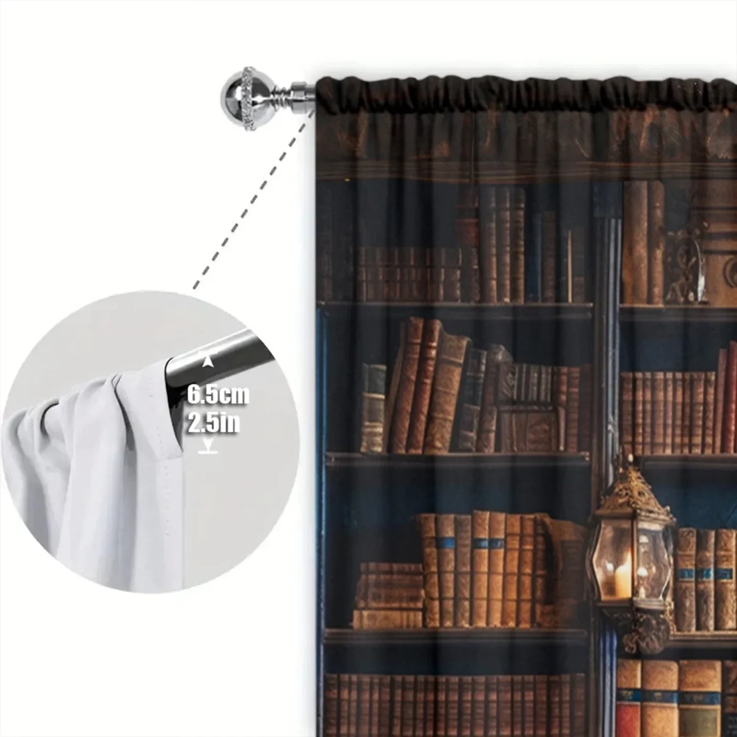 Vintage Library Elegance – 2PC Bookcase Print Curtains