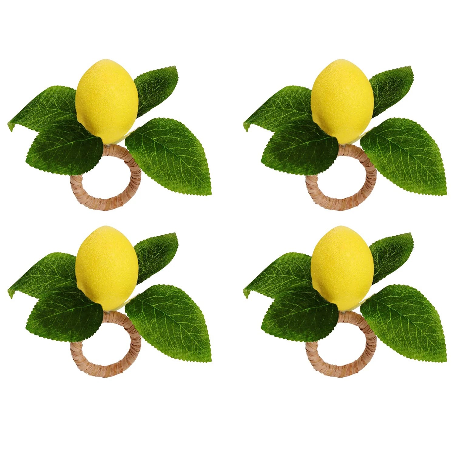 Lemon Grove Charm – Set of 4 Handmade Napkin Rings