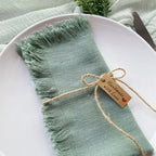 Sage Fringe – Handmade Cotton Cloth Napkins (Set of 4)