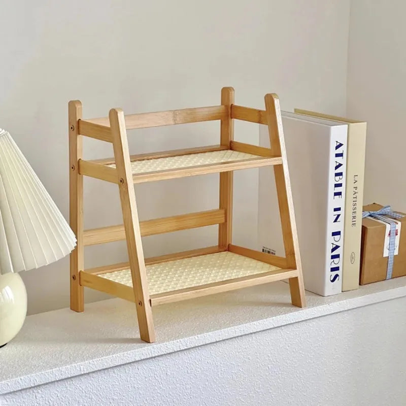 Rustico Duo – 2-Tier Bamboo Wood Counter Organizer