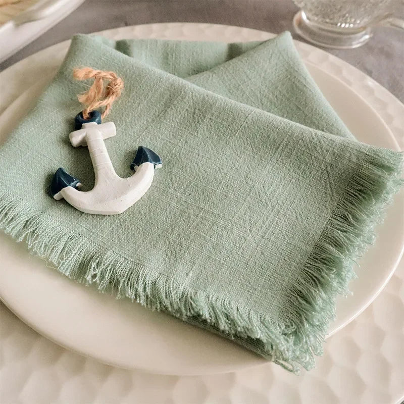 Sage Fringe – Handmade Cotton Cloth Napkins (Set of 4)