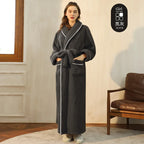 Cozy Long-Sleeve Bathrobe – Warm Plush Fleece Dressing Gown
