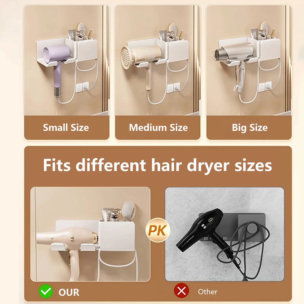 Multipurpose Blow Dryer Holder – Wall-Mounted Holder for Dryer, Straightener & Accessories