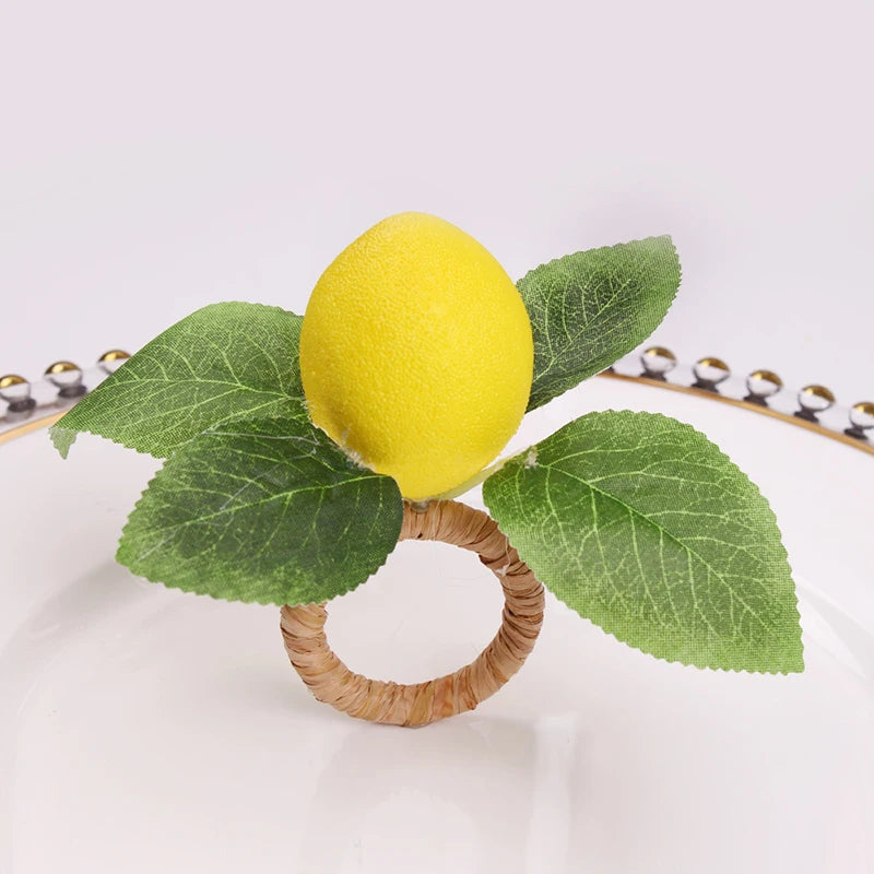 Lemon Grove Charm – Set of 4 Handmade Napkin Rings