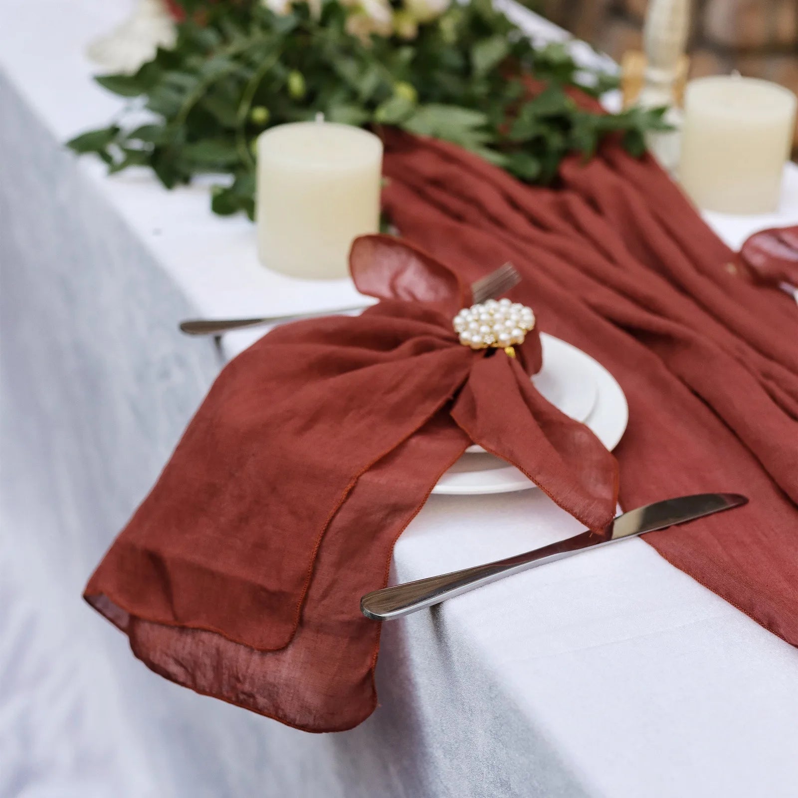 Serenity Gauze Napkin Set – 4PCS Handmade Elegance