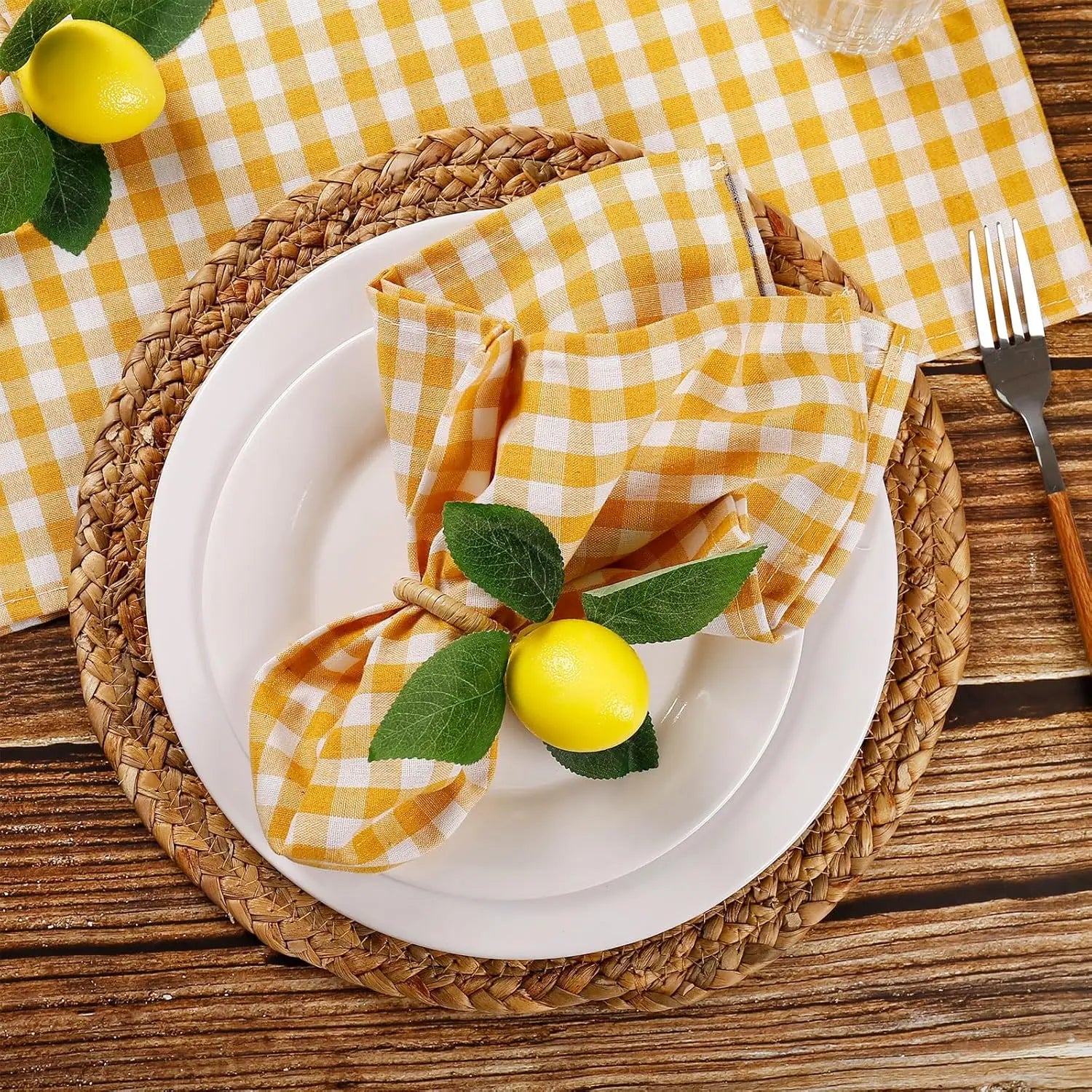 Lemon Grove Charm – Set of 4 Handmade Napkin Rings