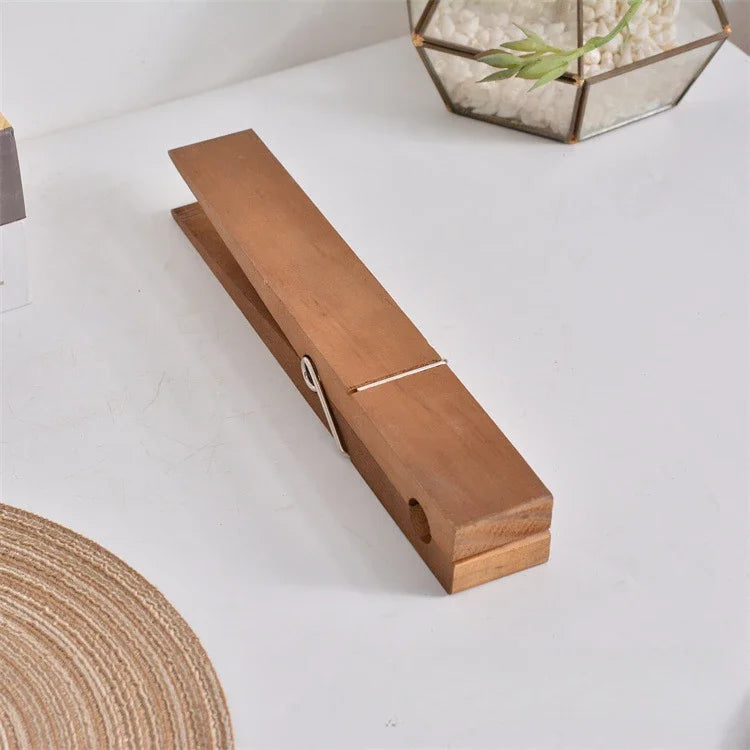 Jumbo Wooden Towel Clips – Set of 2 with Nano Adhesives | Wall-Mounted Organizer