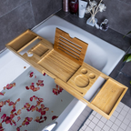 Elysian Bath Tray with Wine & Book Holder