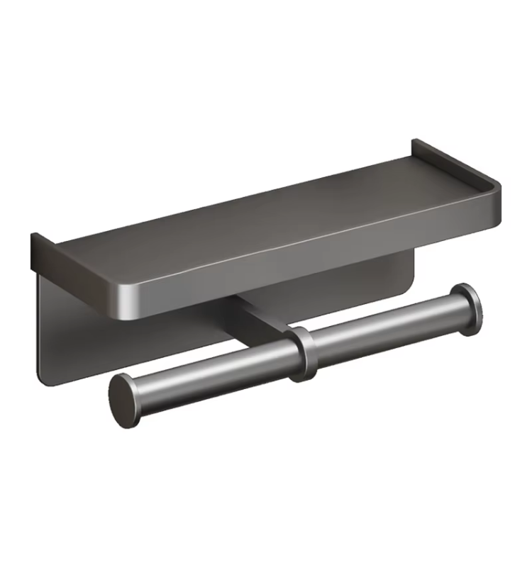 Premium Aluminum Alloy Toilet Paper Holder – With Phone Shelf & Towel Hook