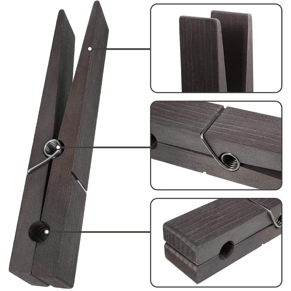 Jumbo Wooden Towel Clips – Set of 2 with Nano Adhesives | Wall-Mounted Organizer