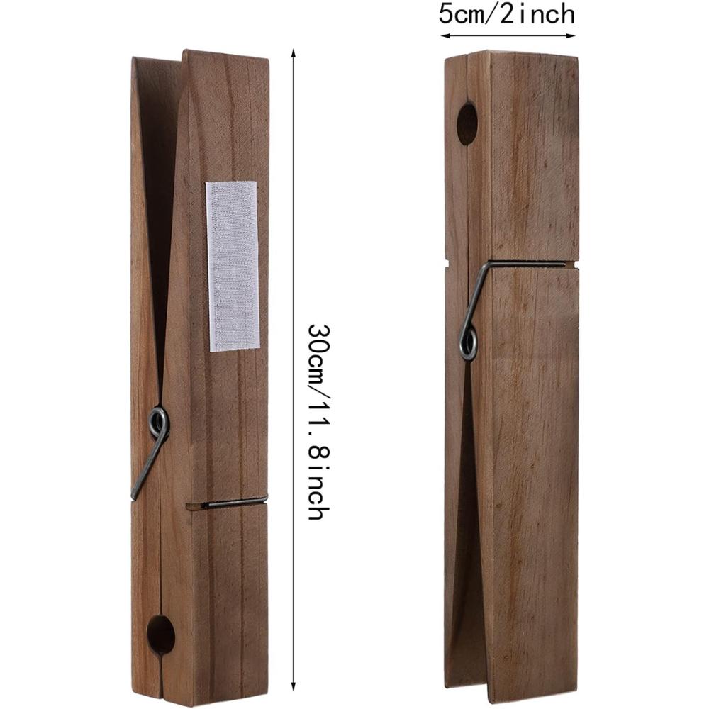 Jumbo Wooden Towel Clips – Set of 2 with Nano Adhesives | Wall-Mounted Organizer
