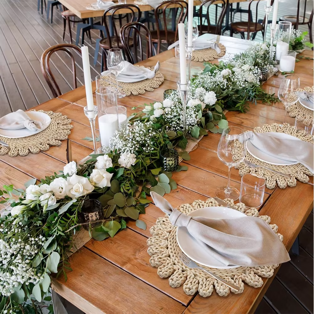 Rustic Boho Table Mats – Natural Woven Rattan Placemats